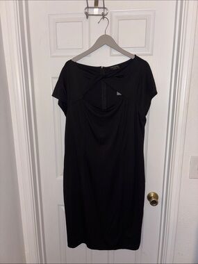 Lane Bryant Black Twist-Detail Midi Dress